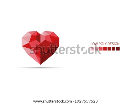 Low poly heart background illustraion.