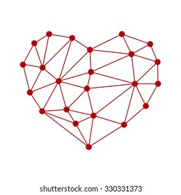 low poly heart icon isolated on white background. vector illustration