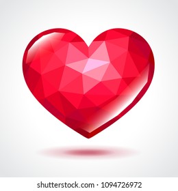 Low poly heart isolated on white vector illustration
