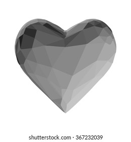 Low Poly Heart isolated on white background Vector illustration