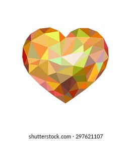 low poly heart like a diamond with an orange tint