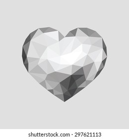 Low Poly Heart Like A Diamond White