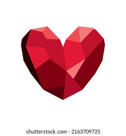 low poly heart over white