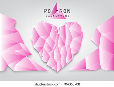 low poly of heart, polygonal of heart vector