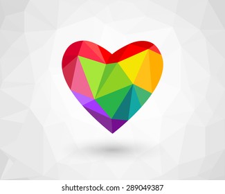 Low Poly Heart In Rainbow Colors
