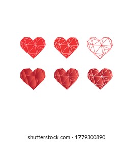 Low poly heart red set