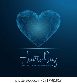 Low poly heart symbolizing love, generosity, and Giving Hearts Day support.