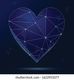 Low poly heart Valentine's Day vector illustration 
