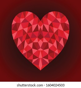 Low poly heart valentines vector symbol for love for couples