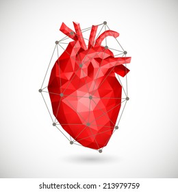 Low Poly Heart. Vector Illustration