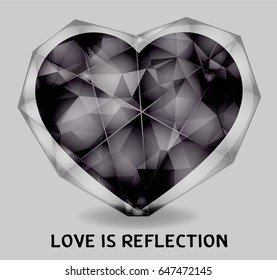 Low poly heart with white molecule structure. Vector Illustration. Abstract polygonal heart. Love symbol. 