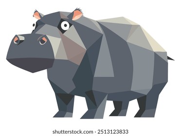 Projeto Geométrico Hippo De Baixa Poli. Ilustração de vetor plano