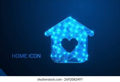 Design des Home-Symbols mit niedrigem Poly-Wert: Stilisiertes 3D-Haussymbol für Apps, Spiele, UI, Karten und Elemente der digitalen Schnittstelle