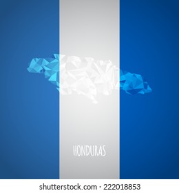 Low Poly Honduras Map with National Colors - Infographic - Vector Illustration