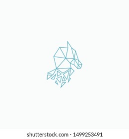 Low poly Horse Logo Design Template. Shattered Style, Pixel, Line, Prism Vector