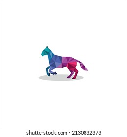 Low poly horse silhouettes from geometric triangular form colorful animals zoo origami vector pictures illustration polygonal vector.