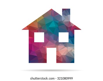 low poly house icon