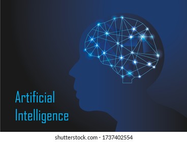 Low Poly Human Brain For Artificial Intelligence Technology Concept