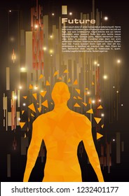 Low poly human in gold color, future concept