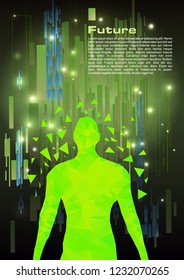 Low poly human in green color, future concept