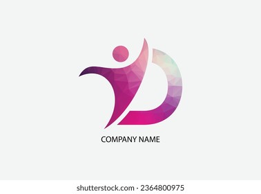 Low poly human health care logo illustrator template