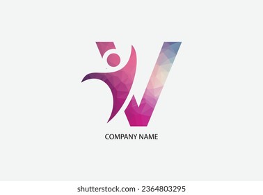 Low poly human health care logo illustrator template