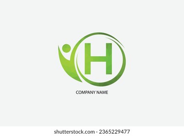 Low poly human with letter H logo design concept template