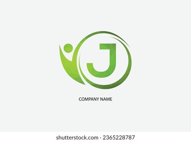 Low poly human with letter J logo design concept template