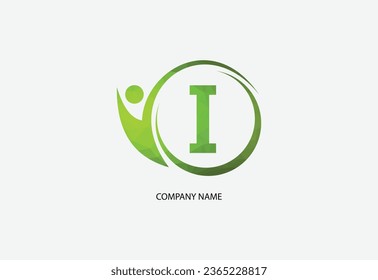Low poly human with letter I logo design concept template