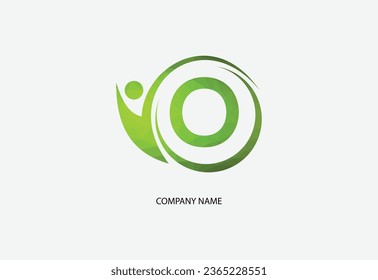 Low poly human with letter O logo design concept template