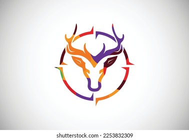 Low poly hunting logo design template, Hunting club, Deer head logo