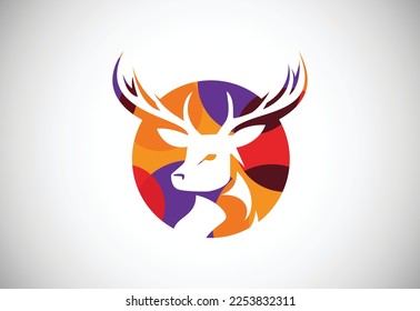 Low poly hunting logo design template, Hunting club, Deer head logo