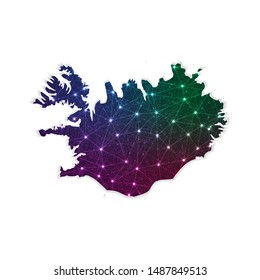 Low poly Iceland map in geometric polygonal on white background. Vector Illustration Eps10.