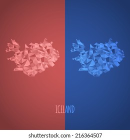 Low Poly Iceland Map with National Colors - Infographic - Vector Illustration