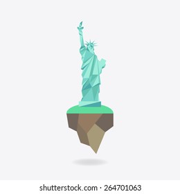 Low Poly icon city - New York, Statue of Liberty. Vector illustration. 