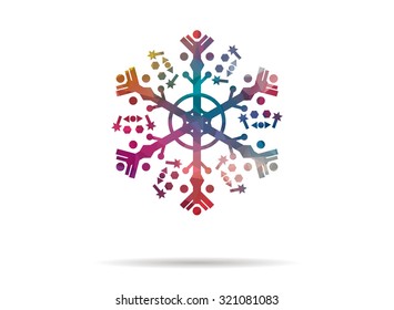 low poly icon colorful abstract snow flake