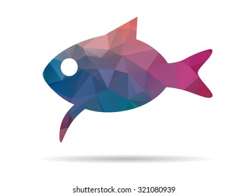 low poly icon colorful fish