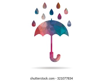 low poly icon colorful umbrella rain