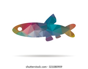 low poly icon multicolored fish