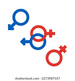 Low poly icon with signs man woman. Vector illustration.