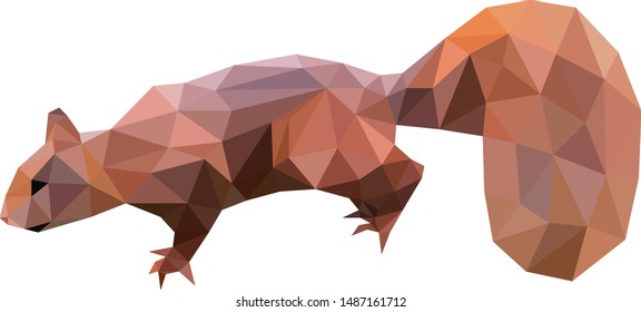 Low poly illustration of art squirrel