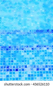 Low poly illustration beautiful cool water in swimming pool mosaic bottom