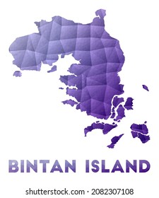 Low poly illustration of Bintan Island. Purple geometric design. Polygonal vector illustration.