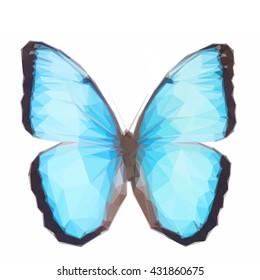 Low poly illustration of Blue morpho butterfly