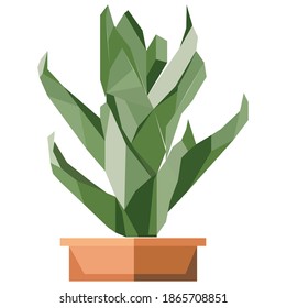 Low poly illustration of cactus tree with pot. Gradient, polygonal.