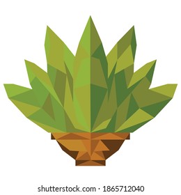 Low poly illustration of cactus tree with pot. Gradient, polygonal.