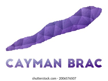 Low poly illustration of the Cayman Brac island. Purple geometric design. Polygonal vector illustration.