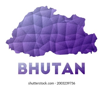 Low poly illustration of the country. Purple geometric design. Polygonal vector illustration.