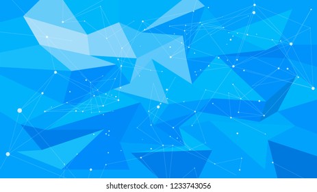 low poly illustration of a digital world - a blue background and a digital wave. It symbolizes the digital economy, network technologies, cloud technologies, Internet, communications