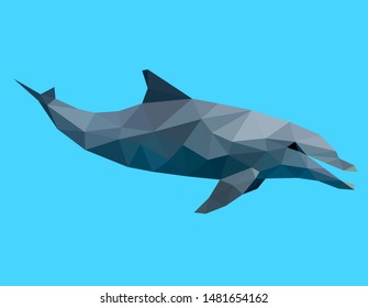 Low poly illustration of dolphin